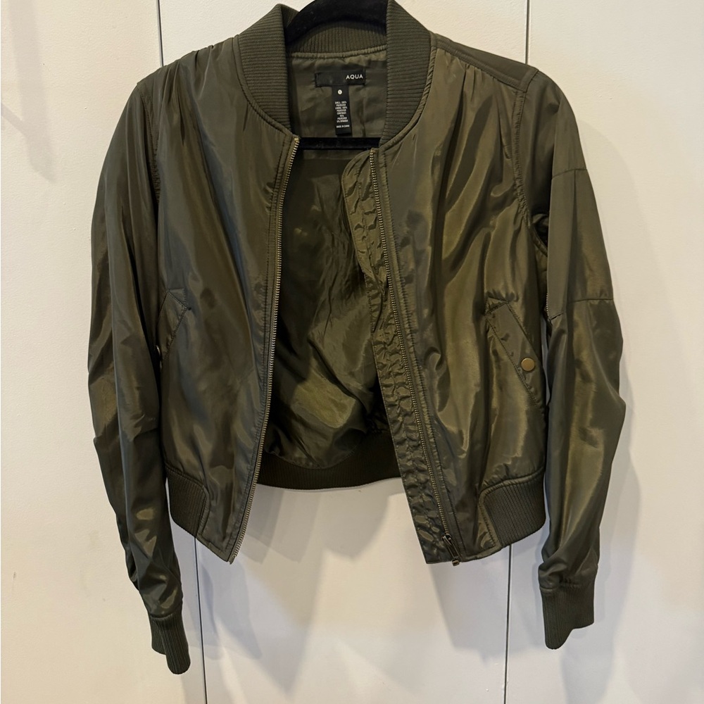 AQUA Khaki Green Bomber Jacket